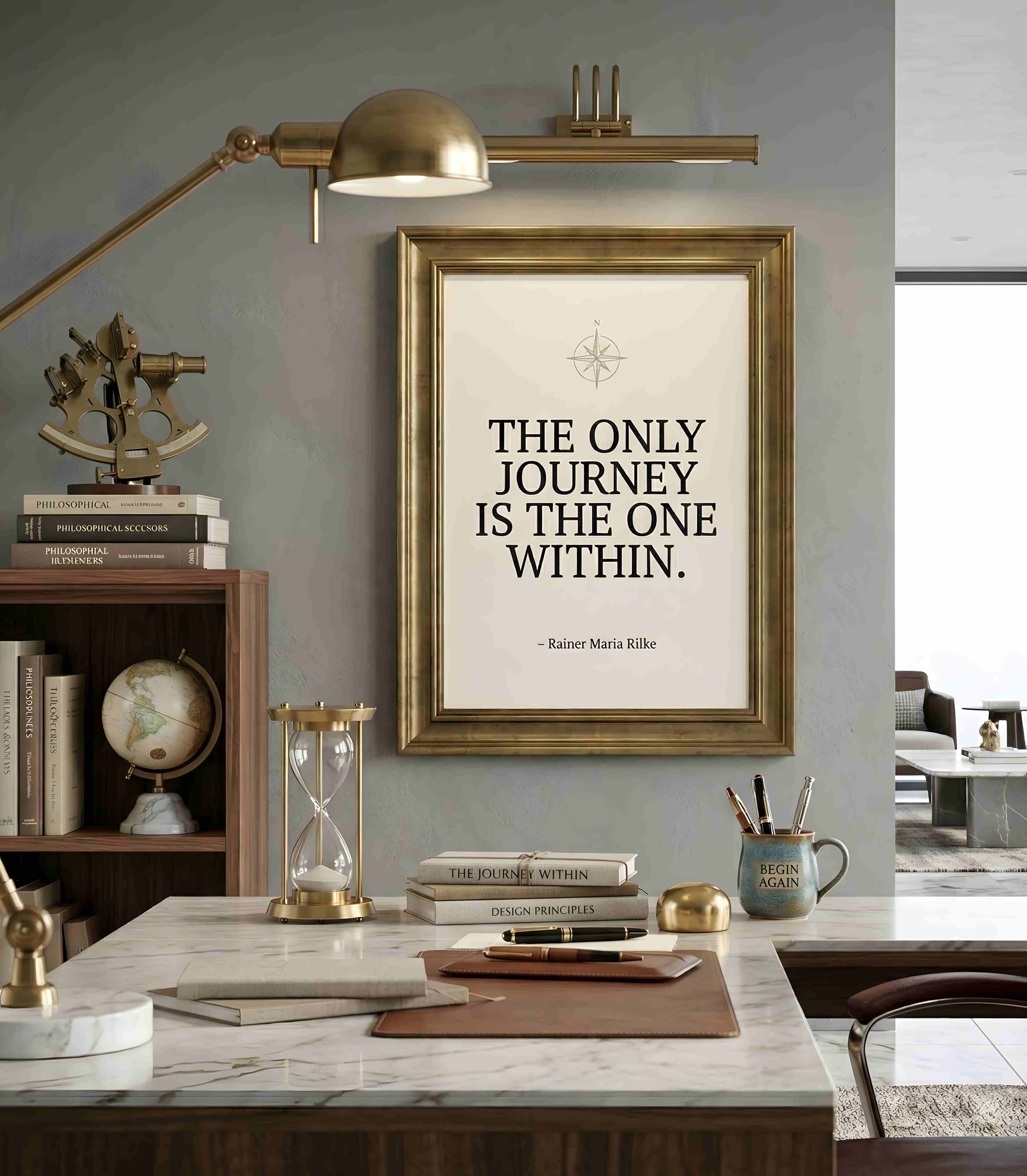 Gold Frame Quote Print - THE JOURNEY WITHIN