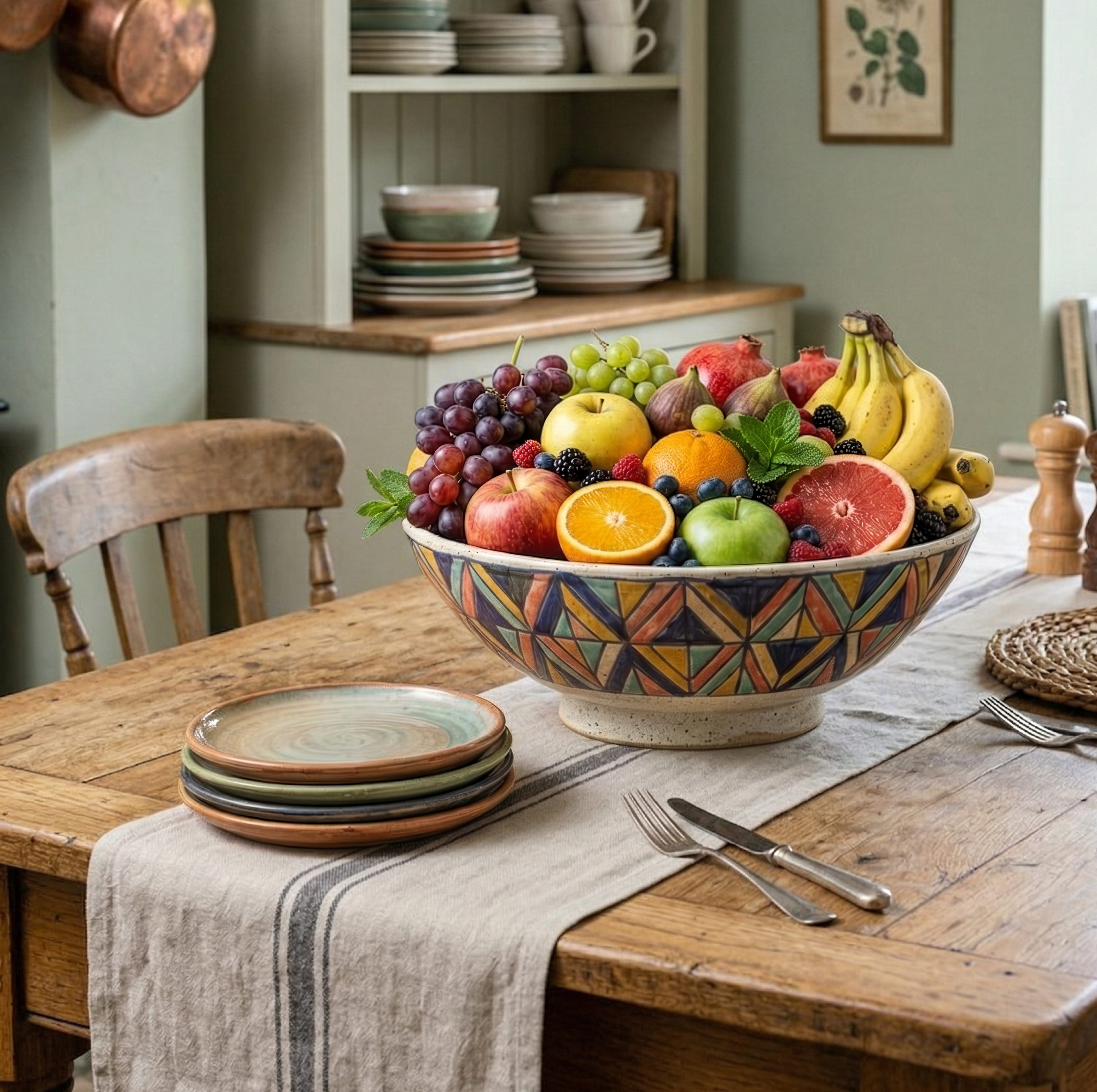 Geometric Pattern Decorative Fruit Bowl