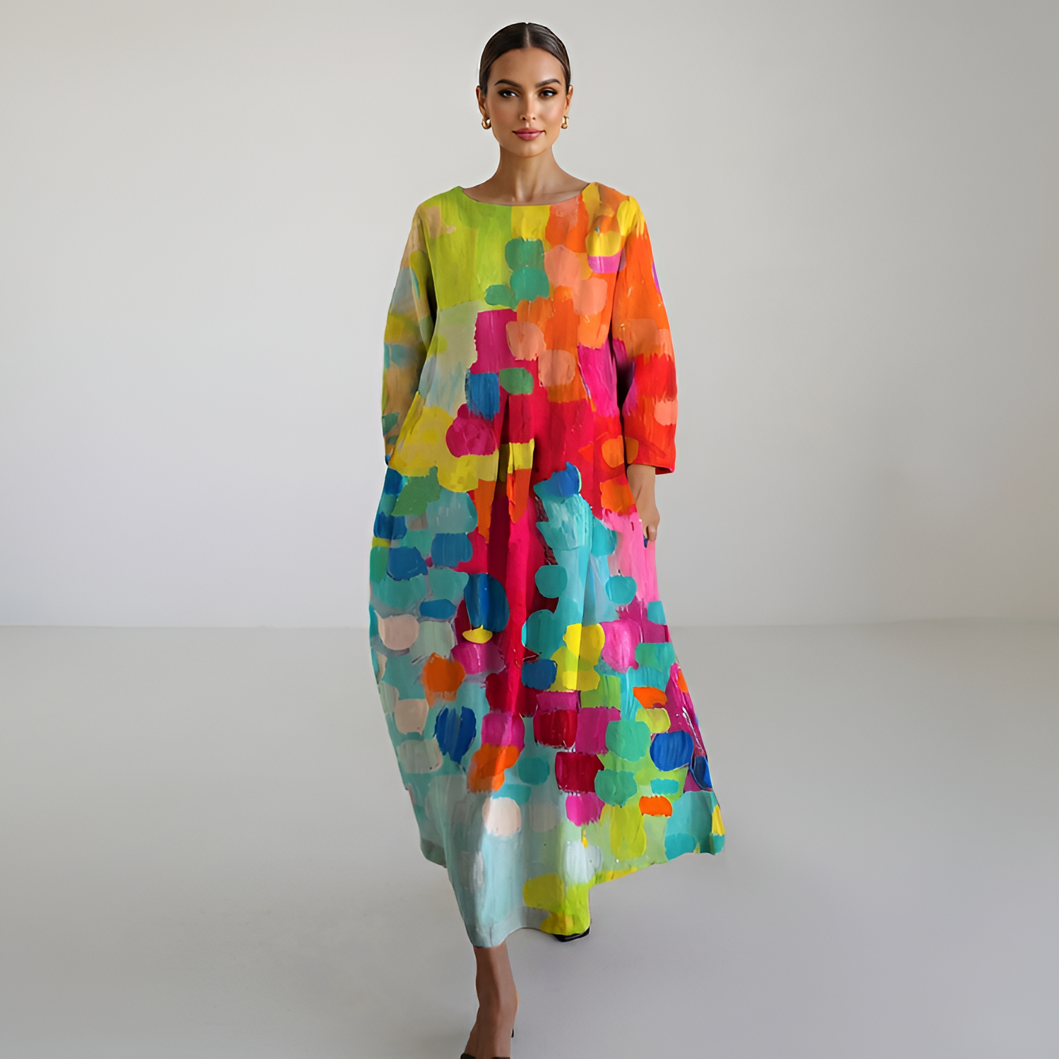 Women's Floral Crew Neck Maxi Dress - Coastal Dinners