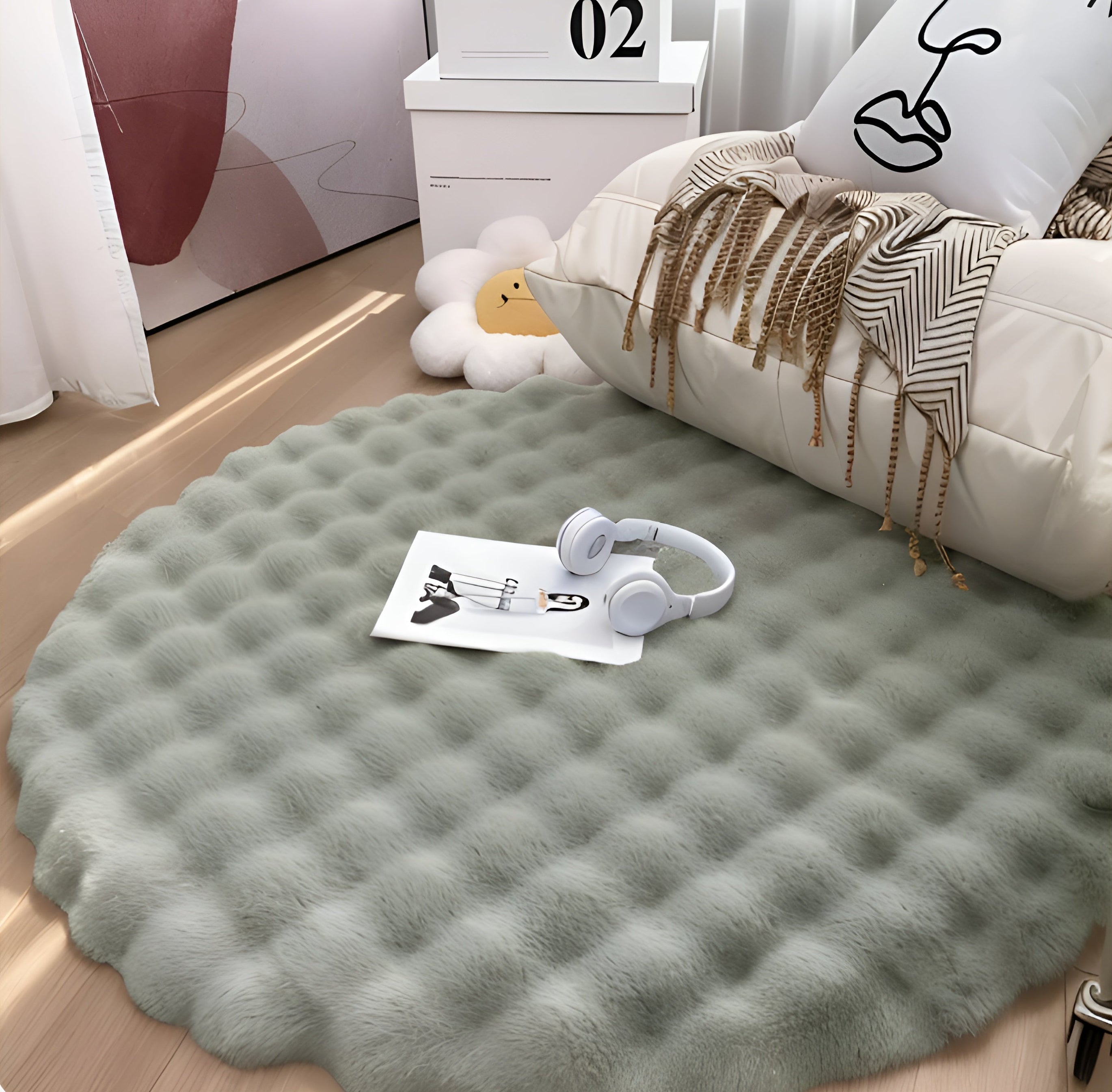 Fluffy Plush Bubble Rug - Anti-Slip Minimalist