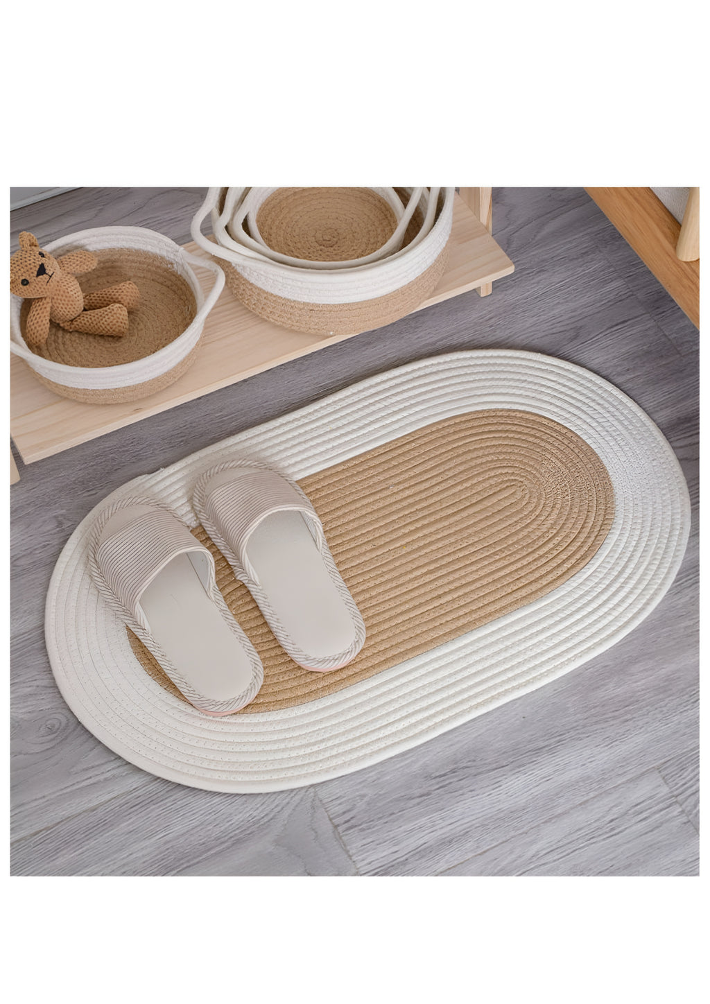 Boho Woven Oval Rug - Braided Minimalist