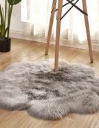 Faux Fur Plush Floor Rug - Floral Minimalist