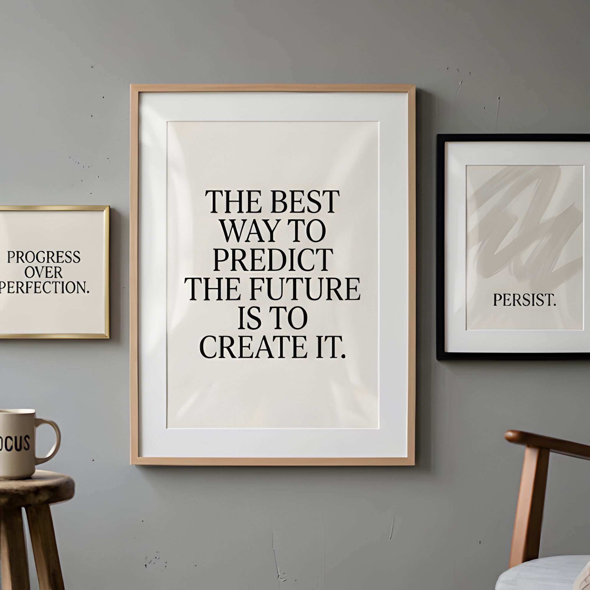 Natural Wood Frame Quote Print - THE BEST WAY TO PREDICT THE FUTURE