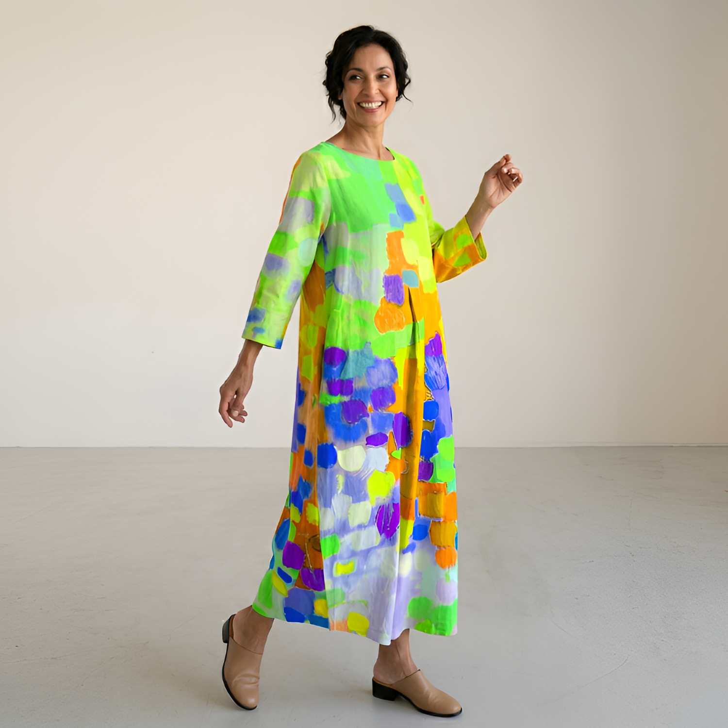 Women's Floral Crew Neck Maxi Dress - Coastal Dinners