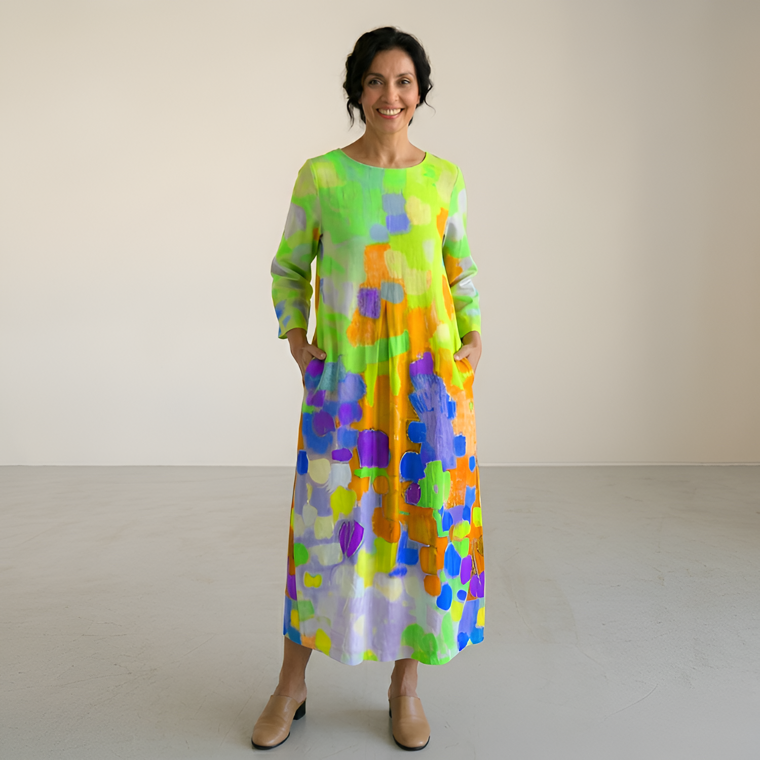 Women's Floral Crew Neck Maxi Dress - Coastal Dinners