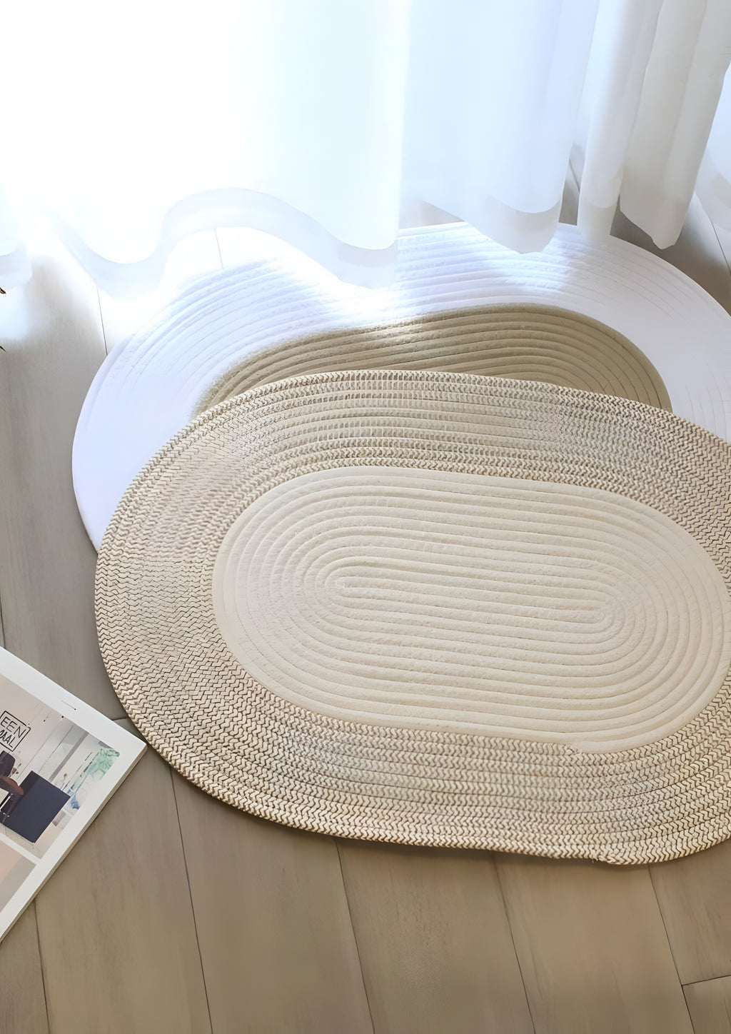 Boho Woven Oval Rug - Braided Minimalist
