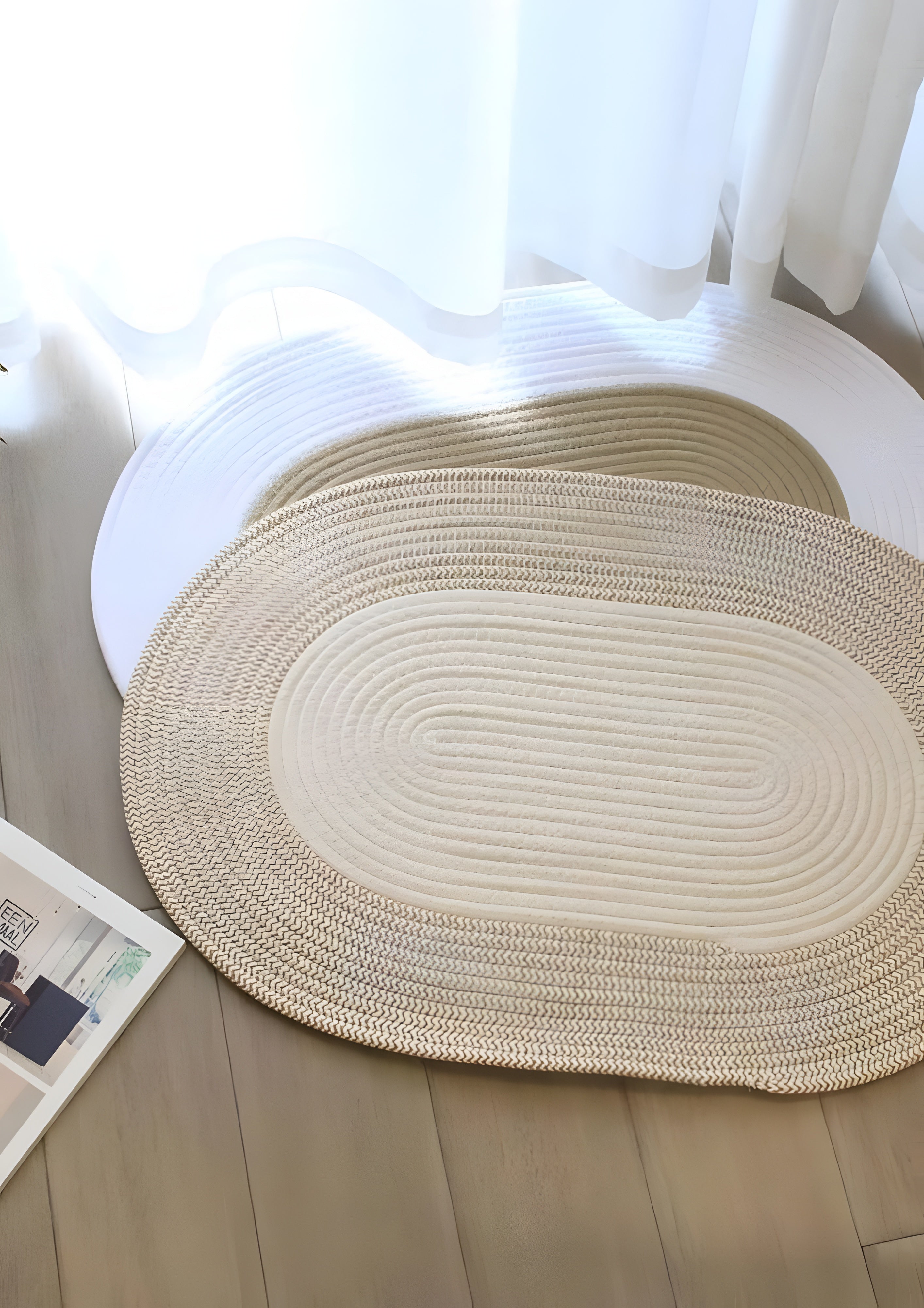 Boho Woven Oval Rug - Braided Minimalist