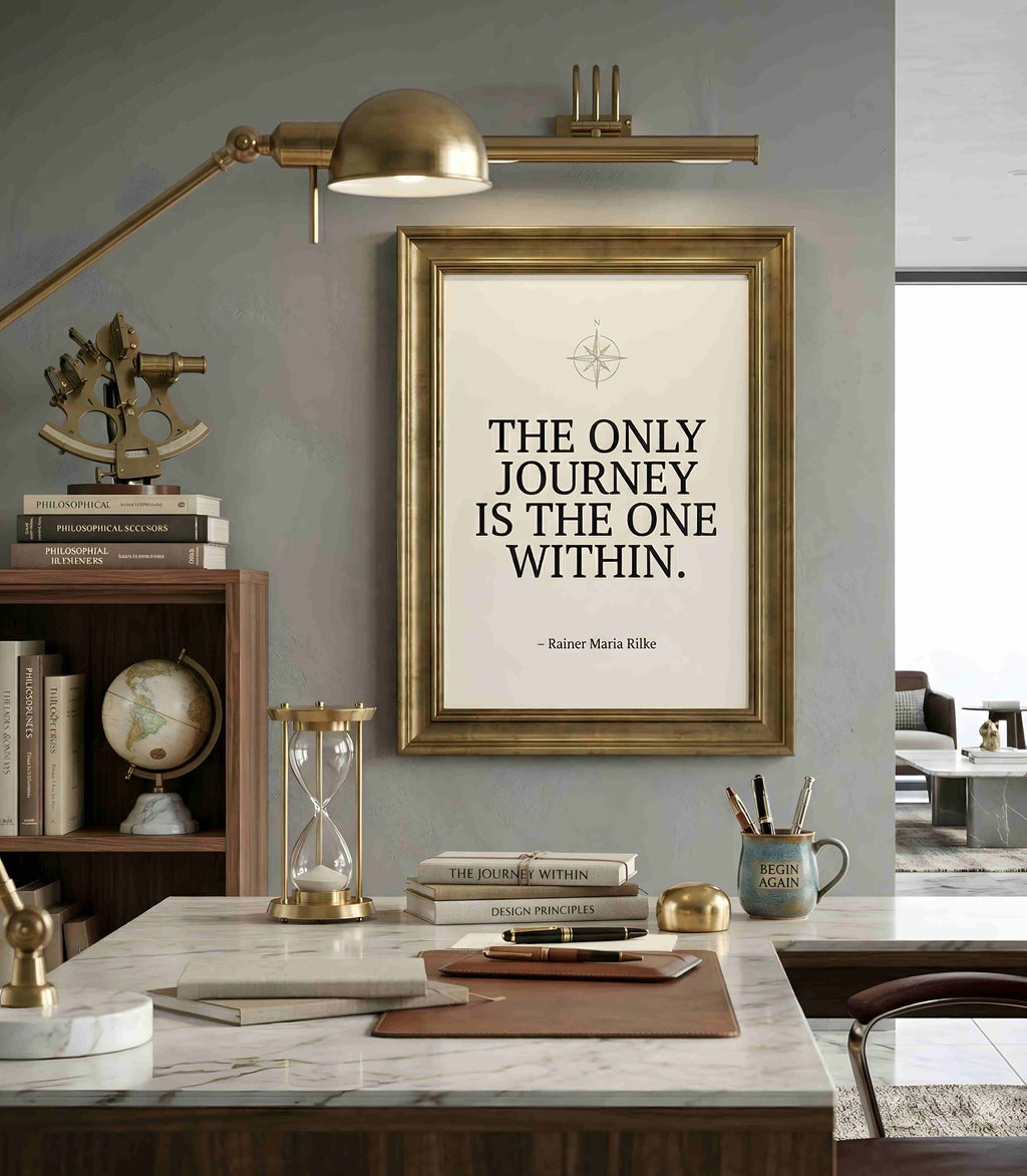 Gold Frame Quote Print - THE JOURNEY WITHIN