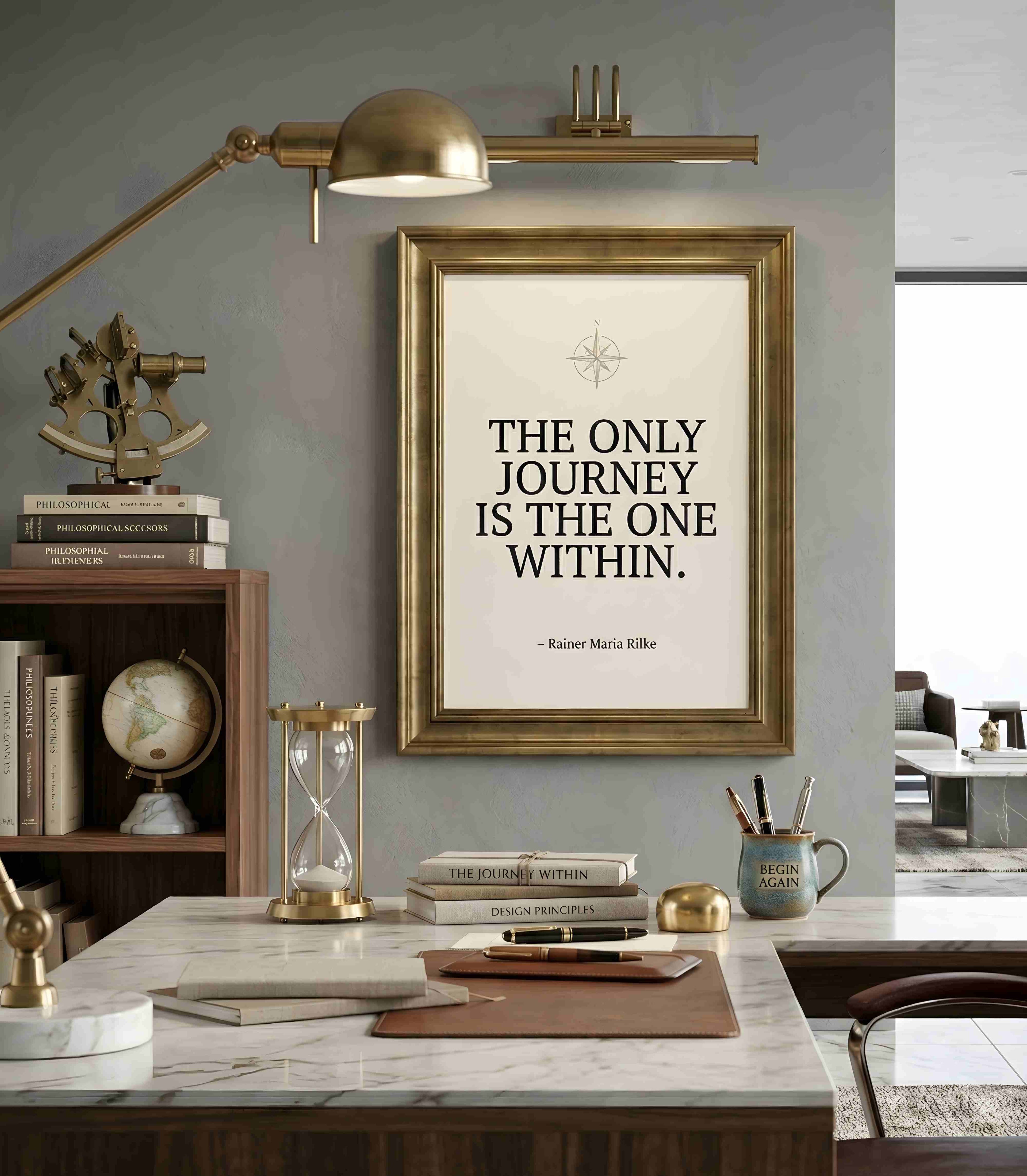 Gold Frame Quote Print - THE JOURNEY WITHIN