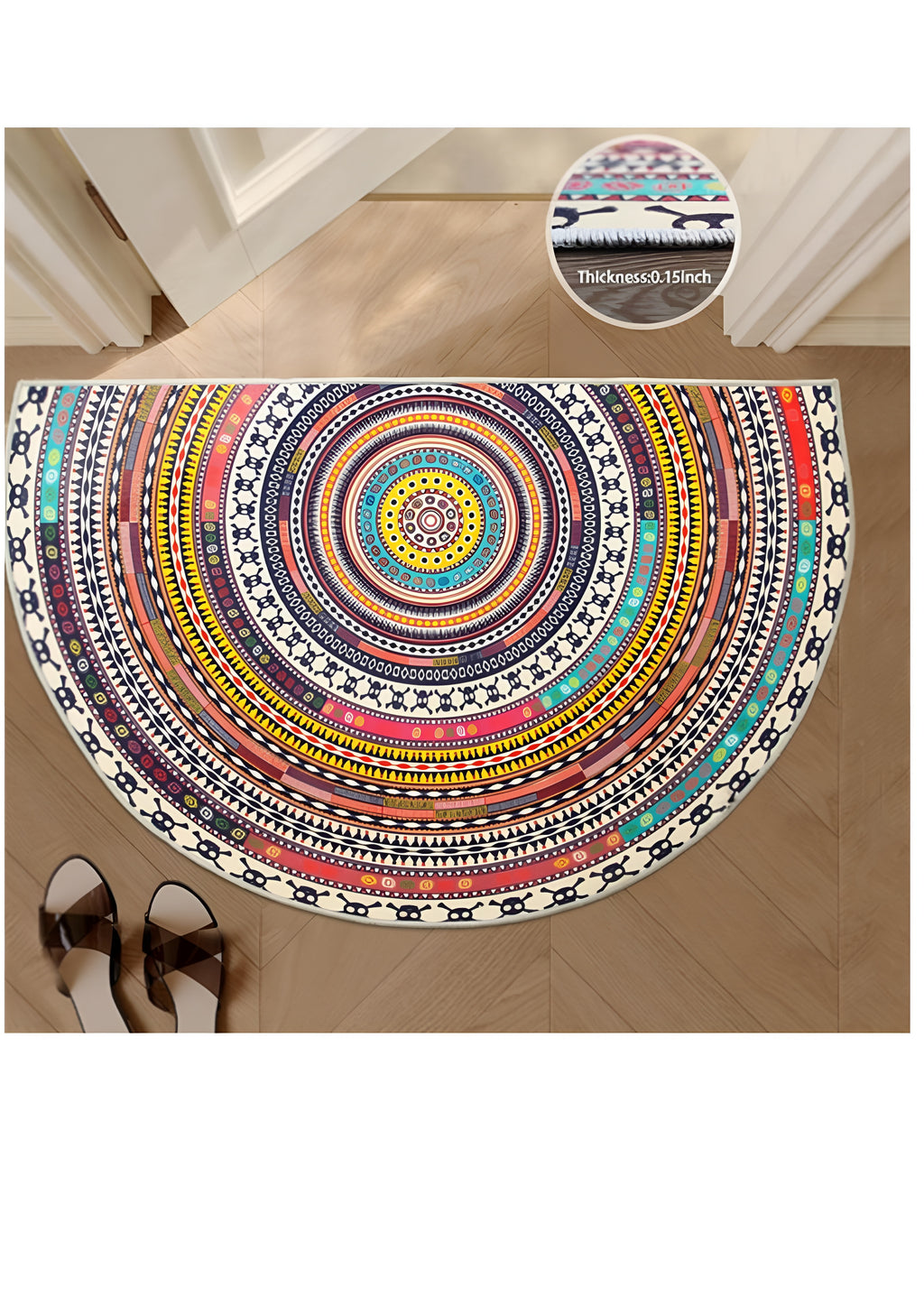 Bohemian Half Round Mandala Rug - Flair Anti-Slip