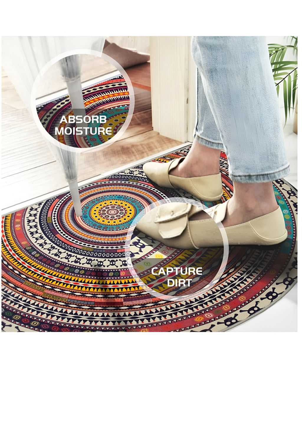 Bohemian Half Round Mandala Rug - Flair Anti-Slip