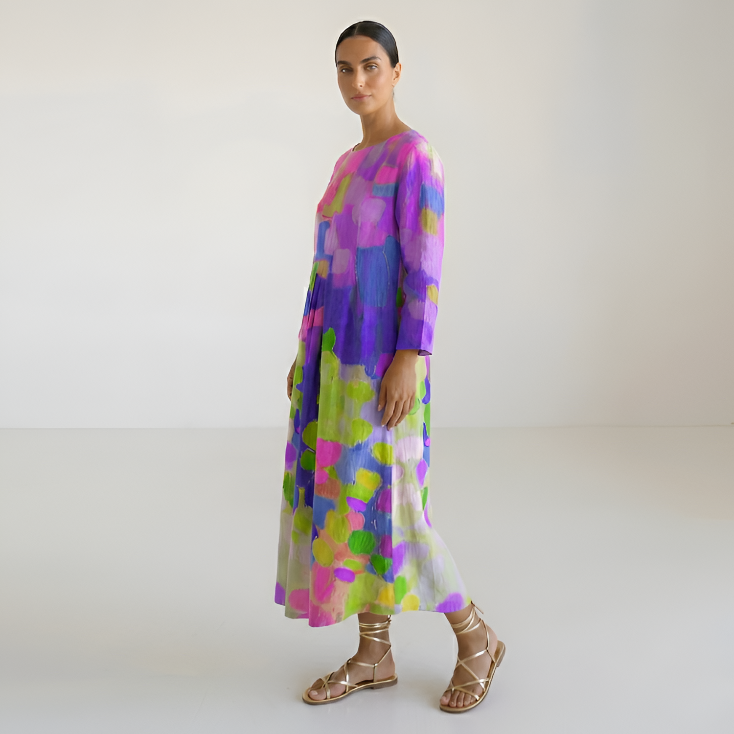 Women's Floral Crew Neck Maxi Dress - Coastal Dinners
