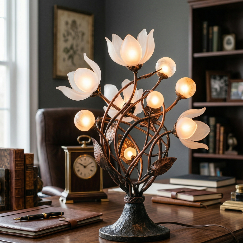 Floral Bronze Table Lamp