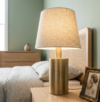 Elegant Brass and Linen Table Lamp