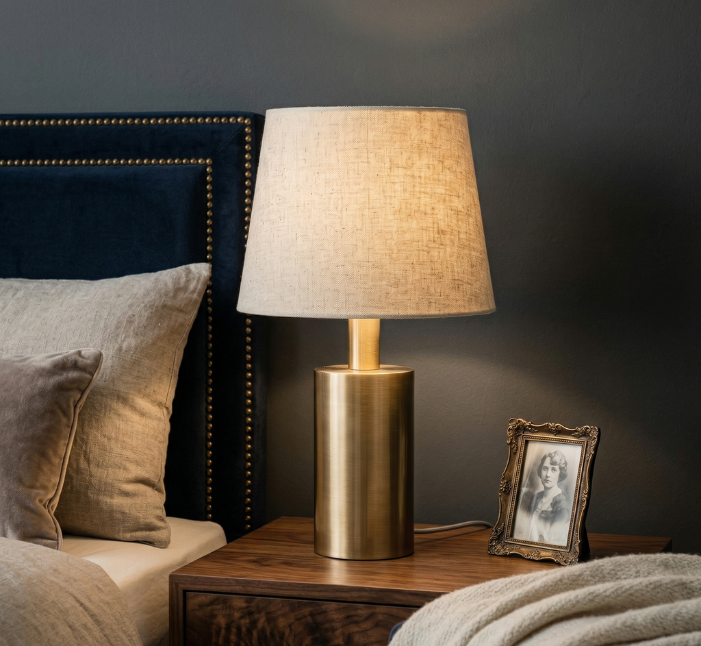 Elegant Brass and Linen Table Lamp